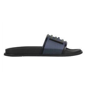 Fendi Mens Baguette Rubber Blue Black Logo Flat Slide Sandal Flip Flop UK 8 US 9